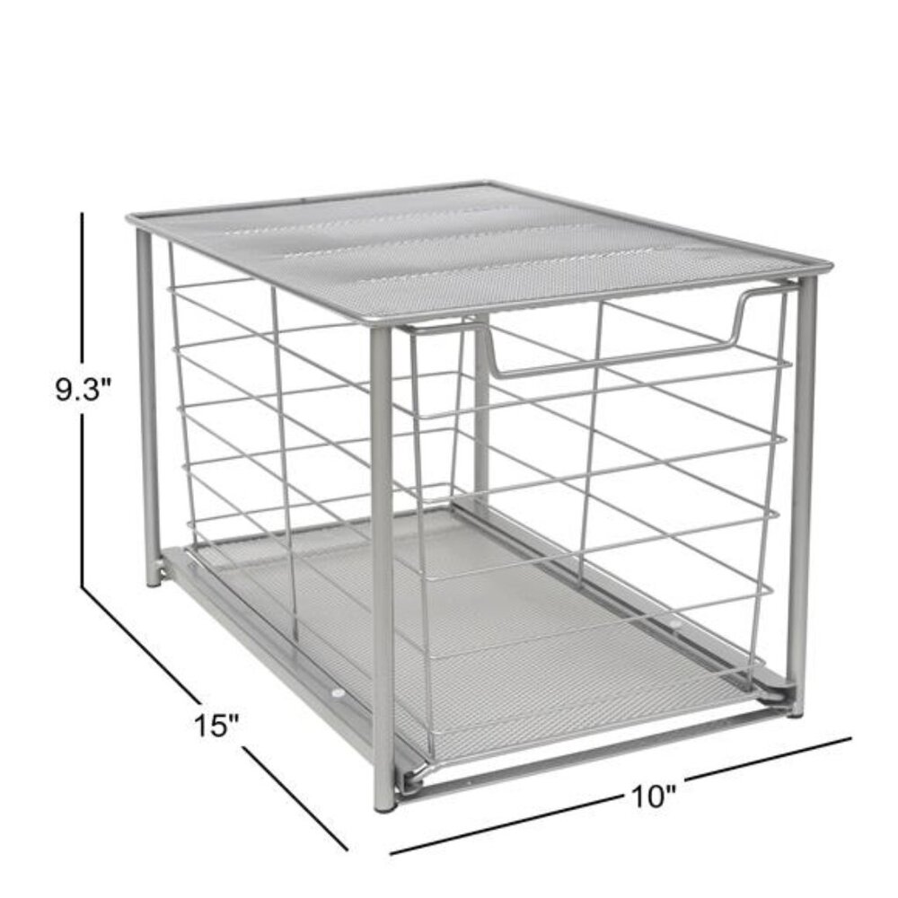 Large Stackable Slide-Out Drawer Organizer, Satin Nickel, 15" x 10 " - Picture 6 of 6